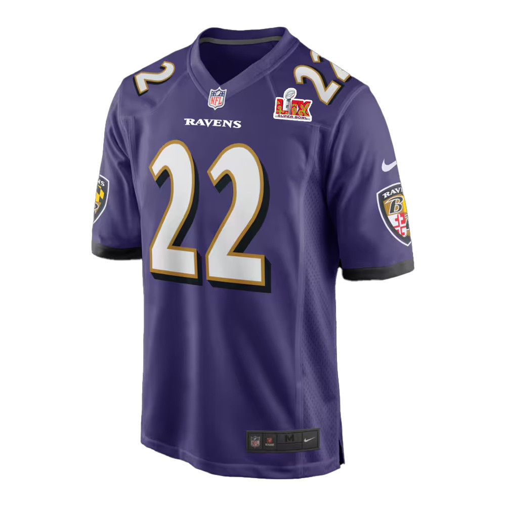Derrick Henry #22 Baltimore Ravens Super Bowl LIX Purple NFL Jersey Men's