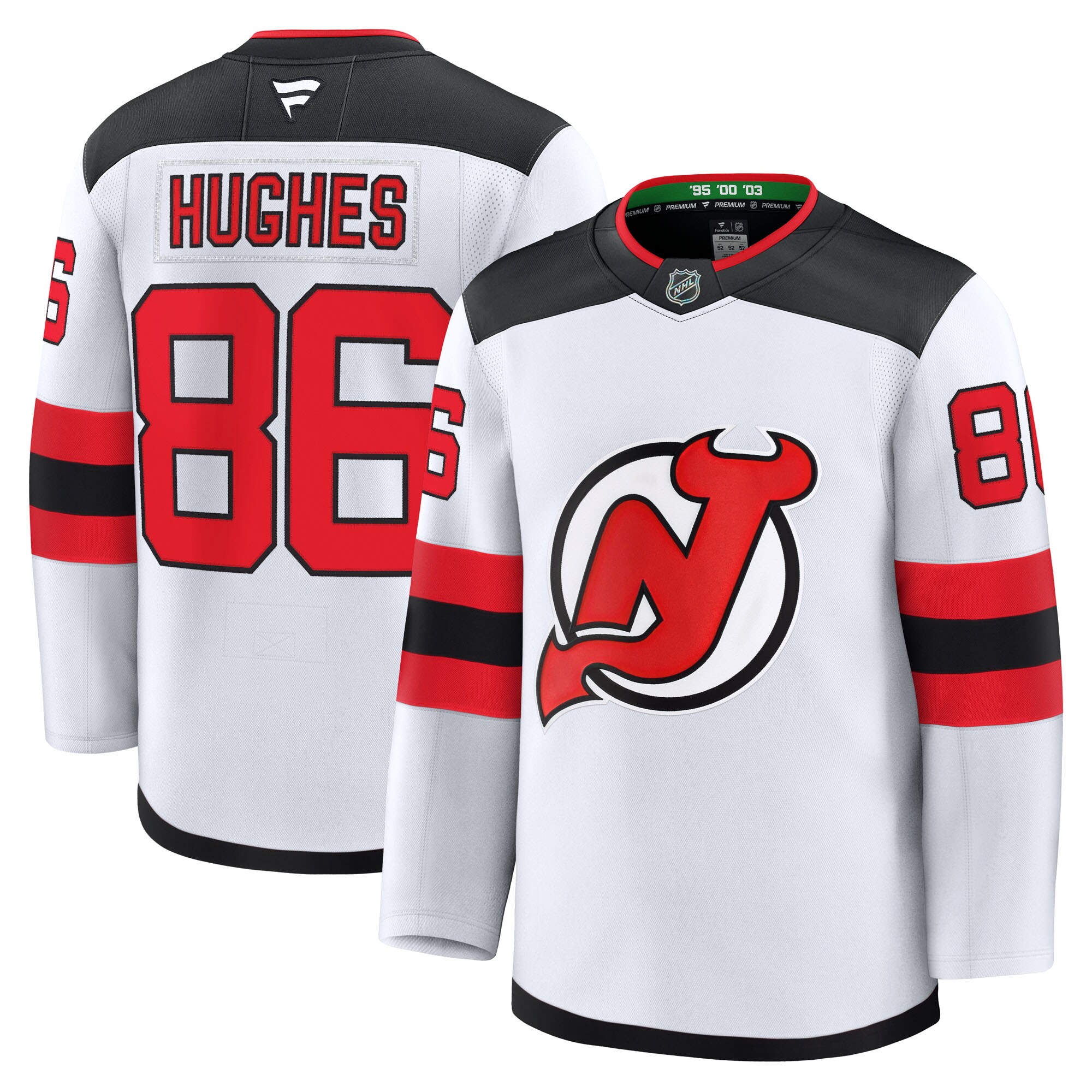 New Jersey Devils Jack Hughes White Away Premium NHL Jersey Men's