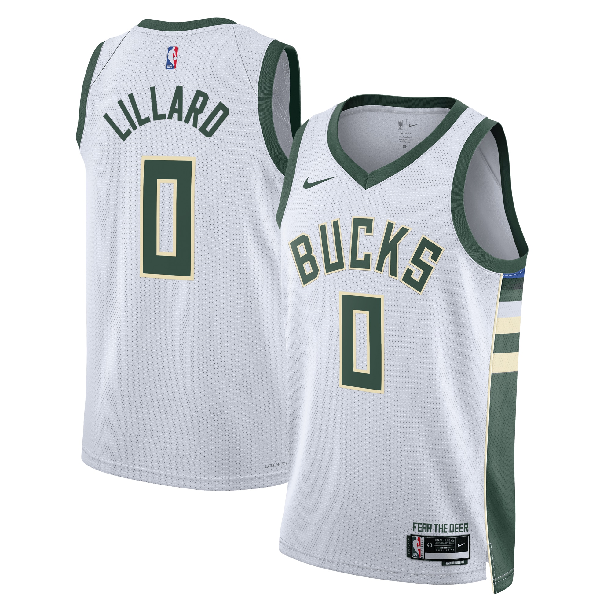 Milwaukee Bucks Association Edition Swingman White Damian Lillar Unisex NBA Jersey Unisex