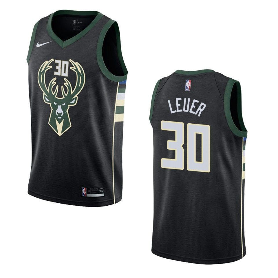 Milwaukee Bucks 30 Jon Leuer Statement Swingman Black NBA Jersey Men's