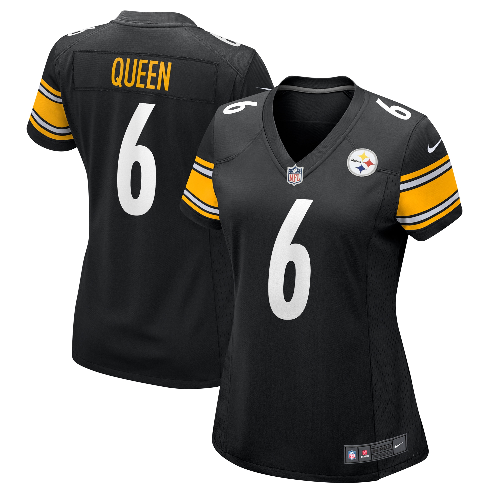 Pittsburgh Steelers Patrick Queen Black Game NFL Jersey Women's