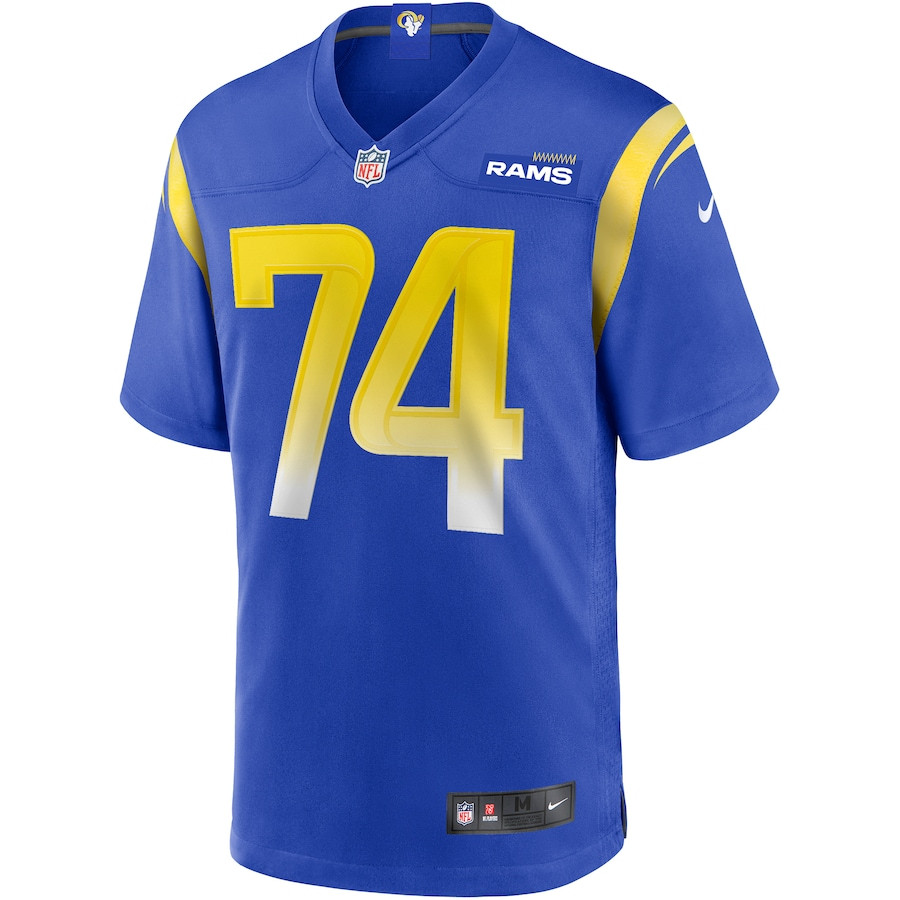 Merlin Olsen 74 Los Angeles Rams Game Retired Royal NFL Jersey Men's