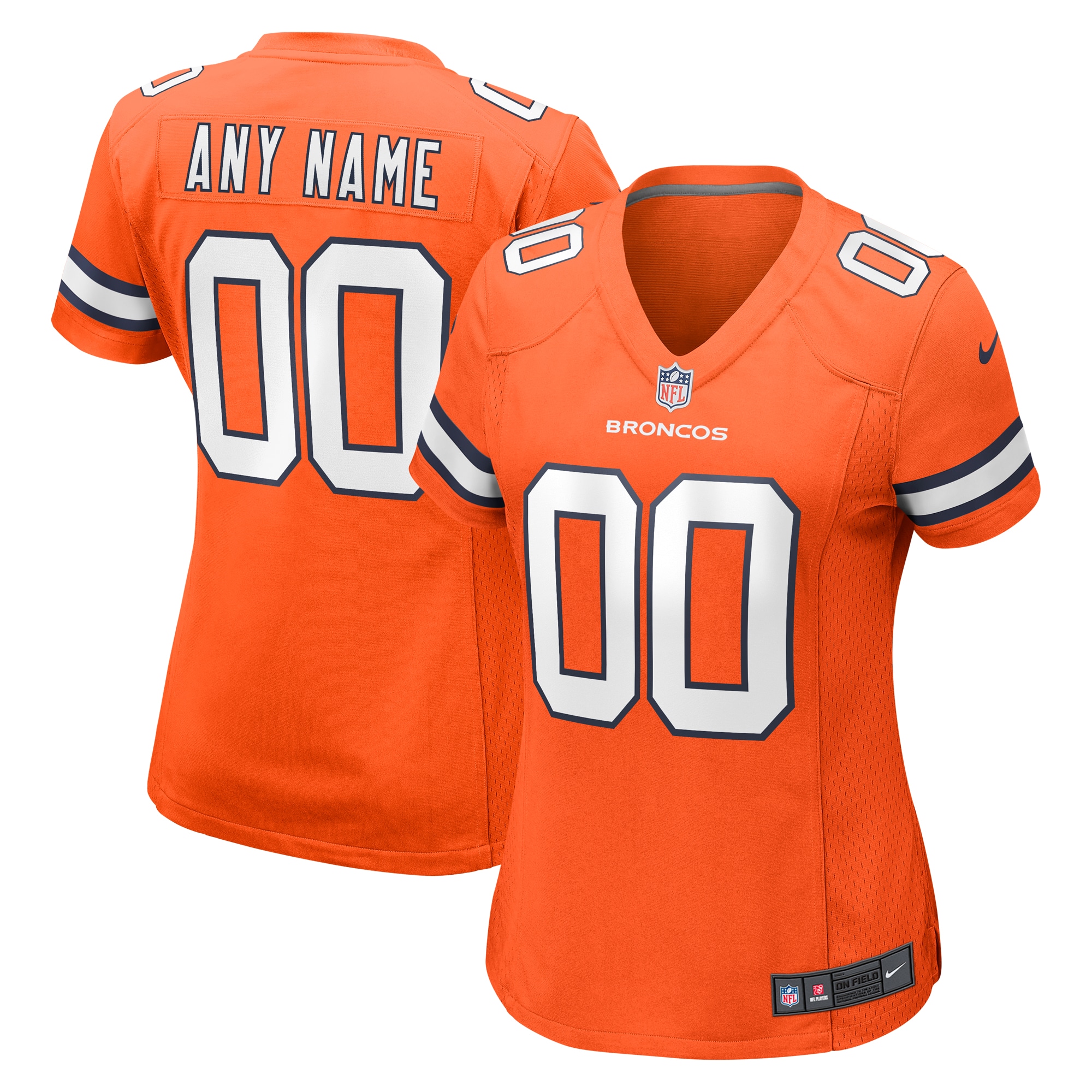 Denver Broncos Orange Alternate Custom Game NFL Jersey Women's