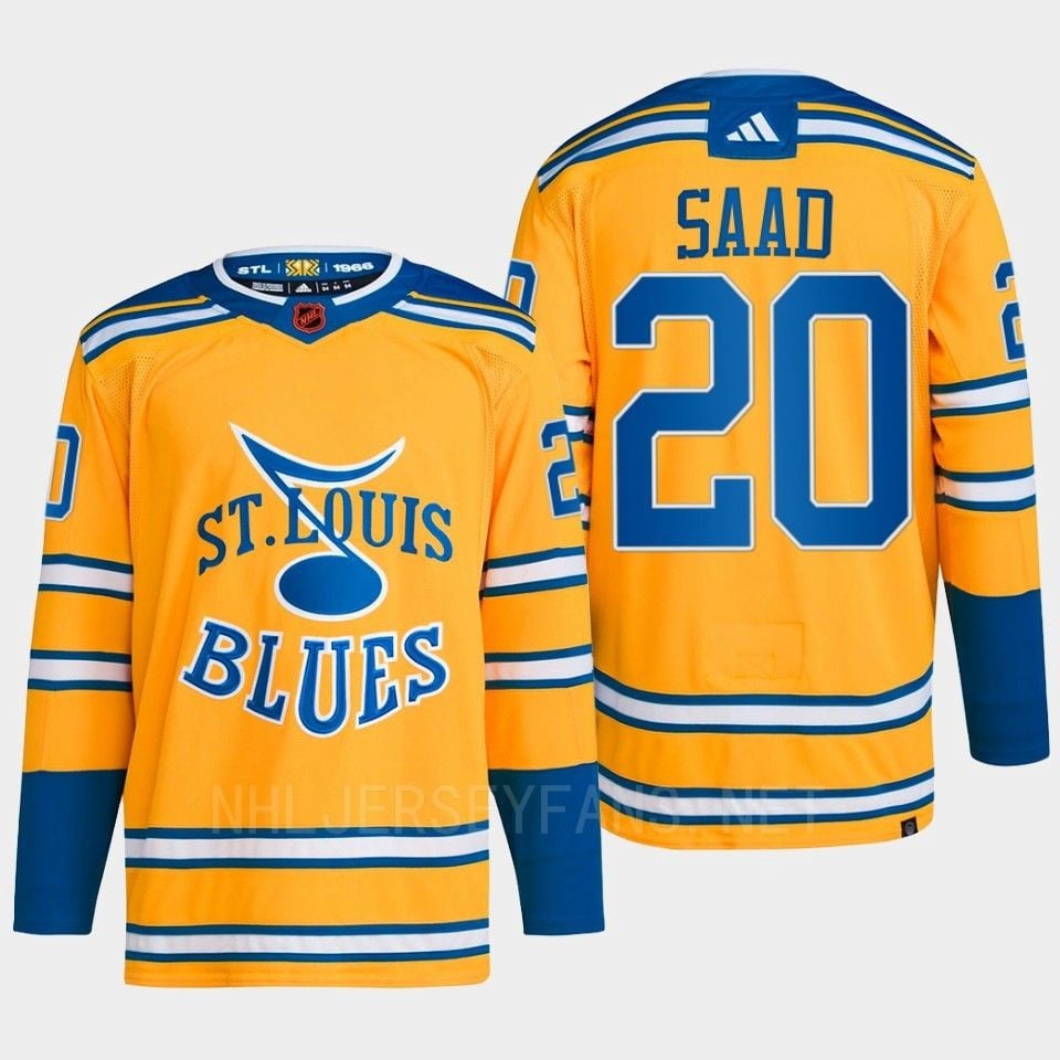 Brandon Saad 20 Reverse Retro 2.0 2022 St. Louis Blues Yellow Primegreen NHL Jersey Men's