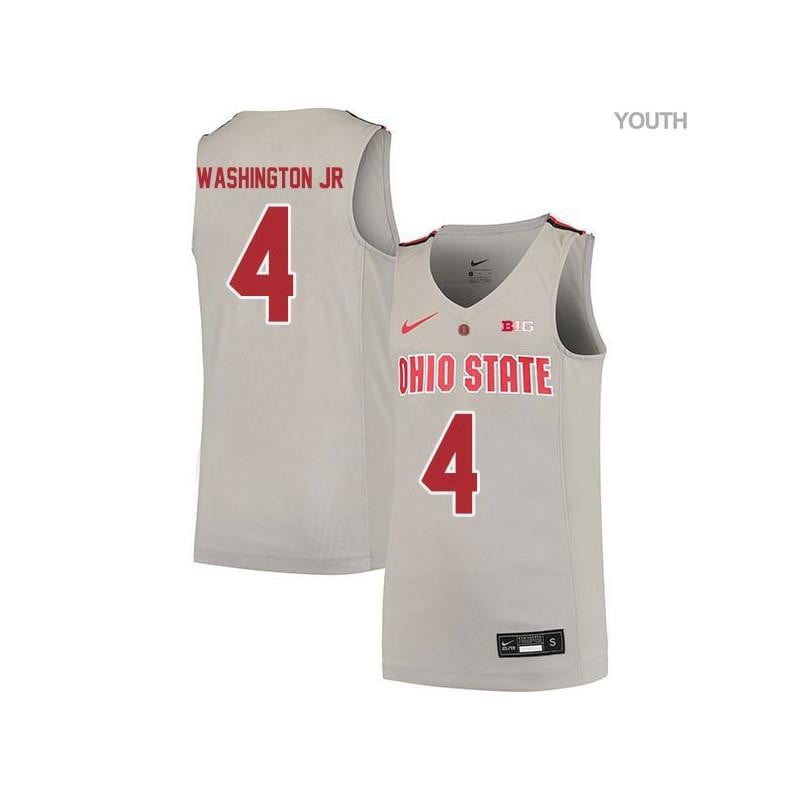 4 Duane Washington Jr Gray Elite Ohio State Buckeyes NCAA Jersey Youth