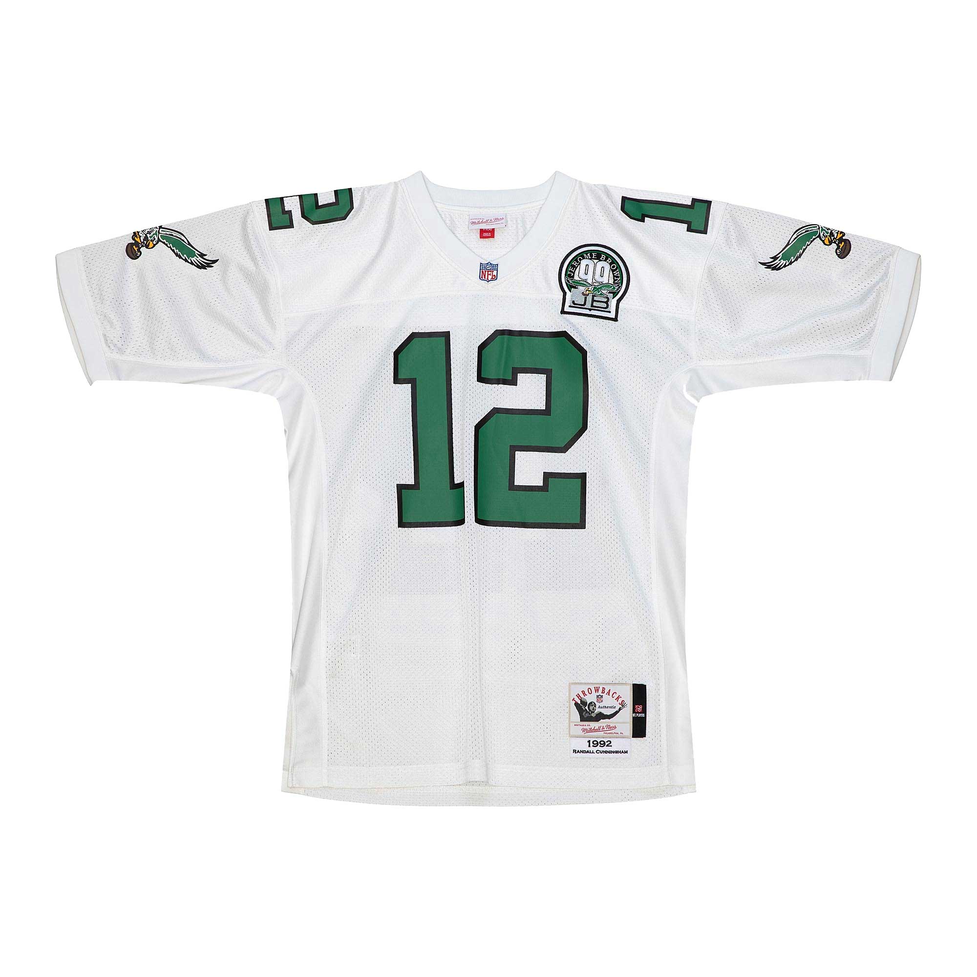 Philadelphia Eagles 1992 Randall Cunningham Mitchell Ness White Throwback Retired Player NFL Jersey Men's