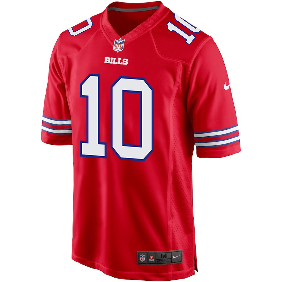 Mitch Trubisky 10 Buffalo Bills Team Game Red NFL Jersey Men's