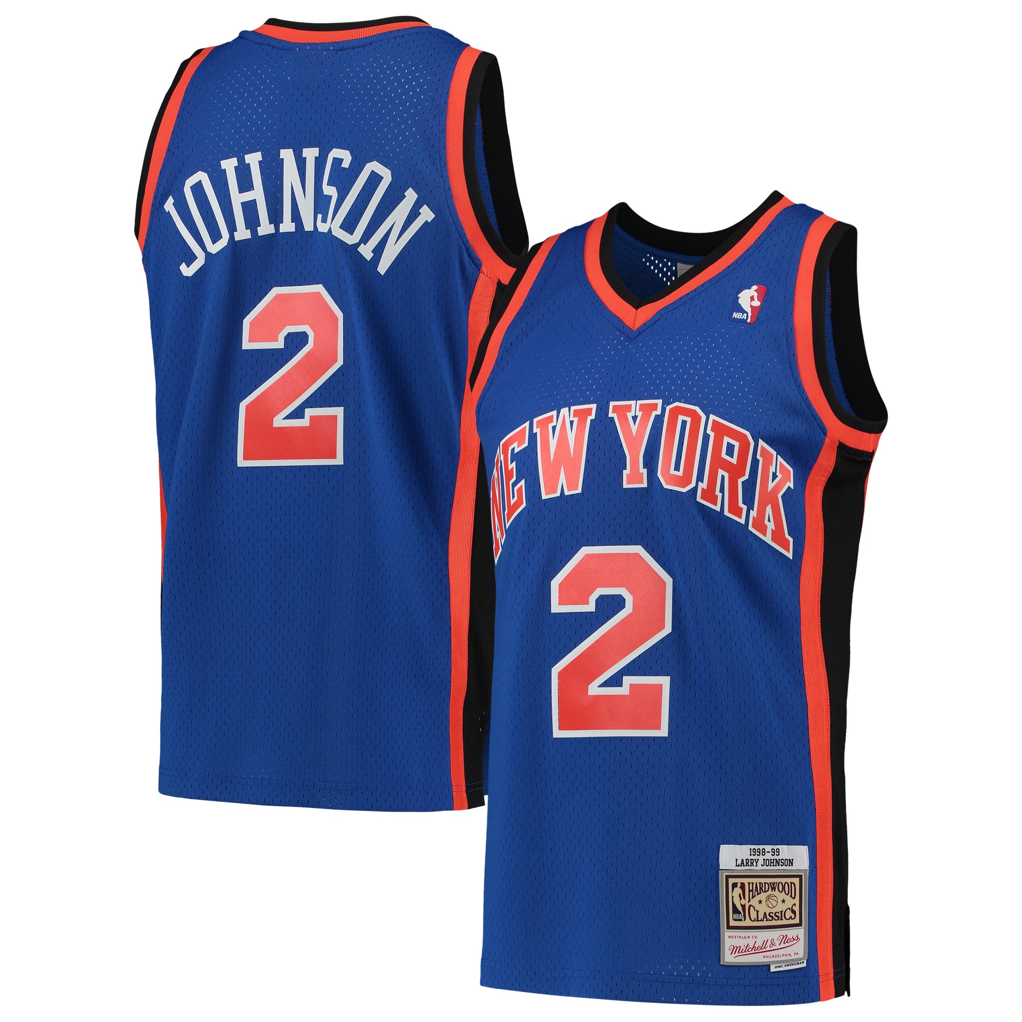 Mitchell Ness Larry Johnson Blue New York Knicks Hardwood Classics 1998-99 Swingman NBA Jersey Men's