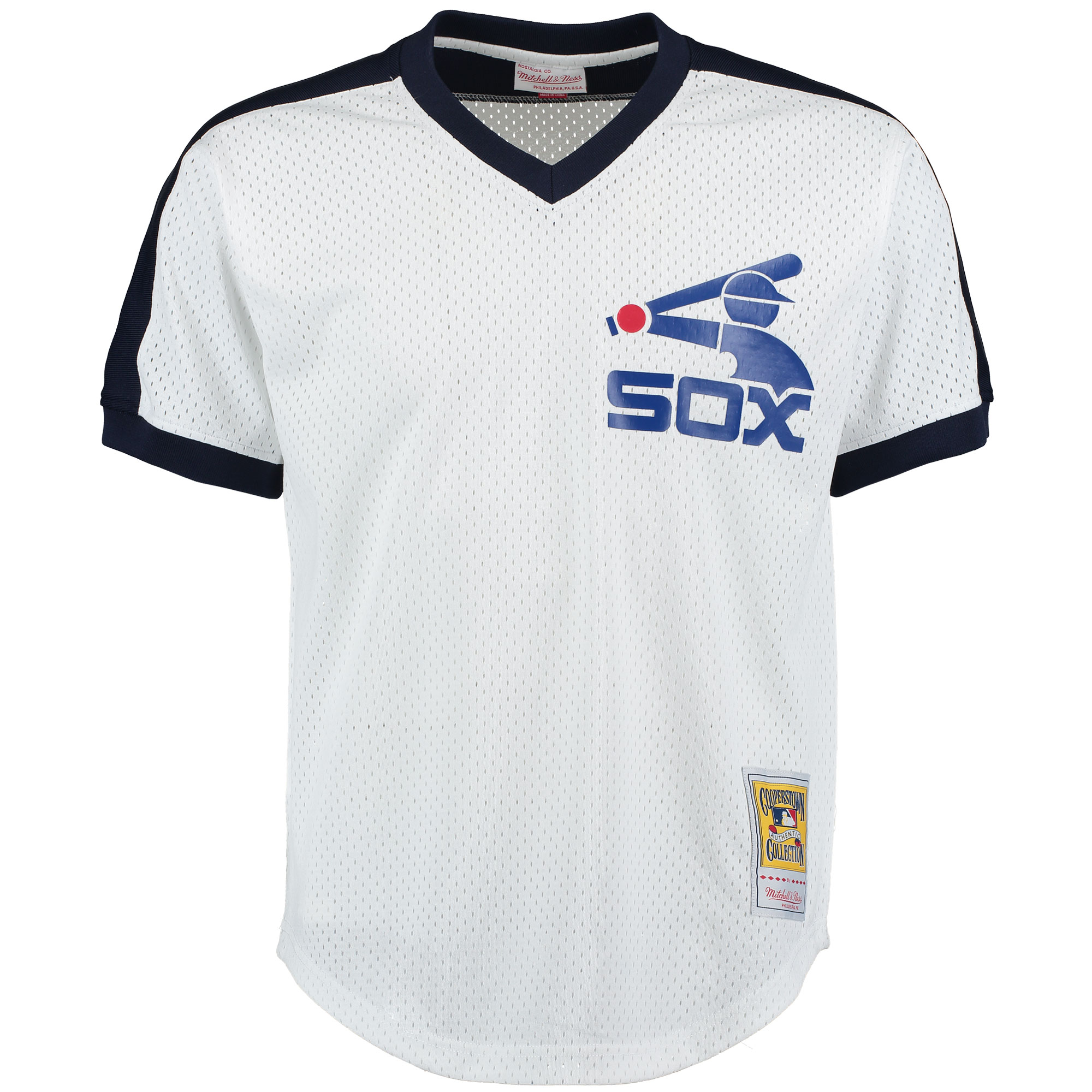 Chicago White Sox Carlton Fisk Mitchell Ness White Cooperstown Mesh Batting Practice MLB Jersey Men's