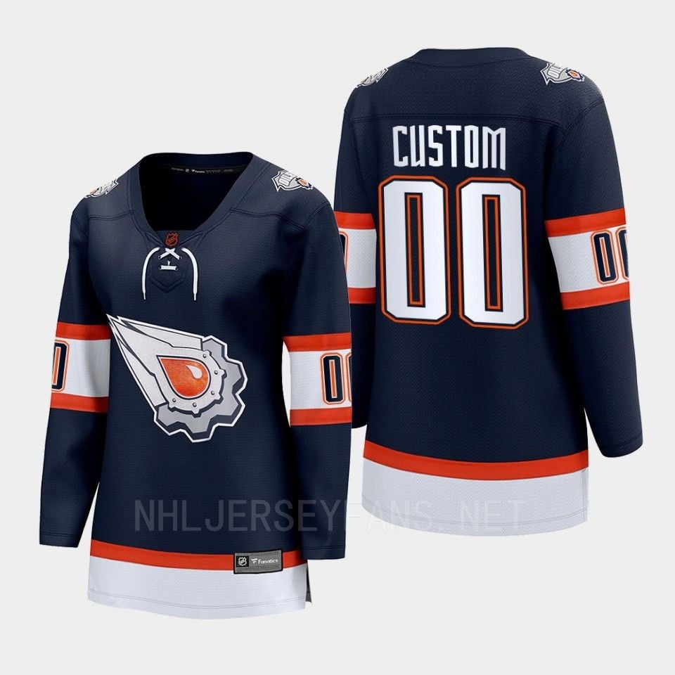 Custom 00 Edmonton Oilers 2022 Special Edition 2.0 Breakaway Player Retro Navy NHL Jersey Women's