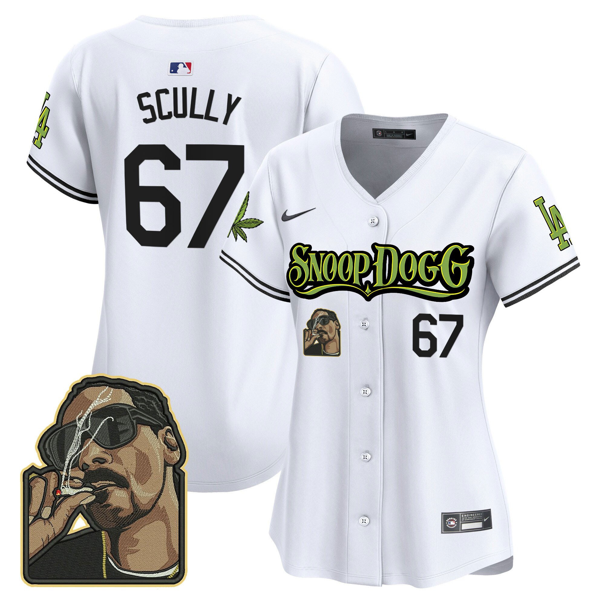 Vin Scully 67 Los Angeles Dodgers Snoop Dogg White MLB Jersey Women's