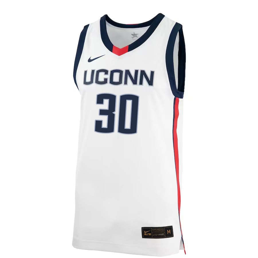 Yarin Hasson 30 UConn Huskies Me White NCAA Jersey Men's