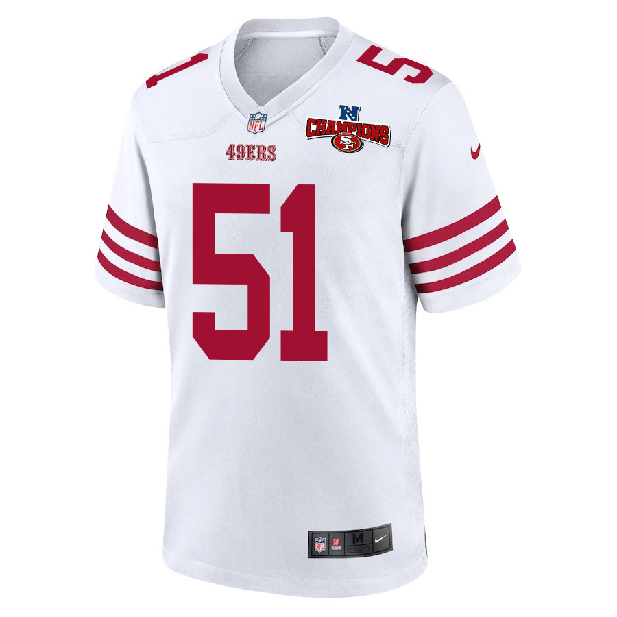 Robert Beal Jr. 51 San Francisco 49ers NFC Champions Patch Game White NFL Jersey Men's