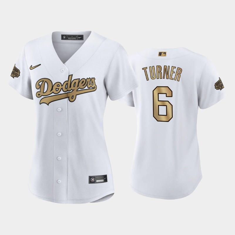 Los Angeles Dodgers White 6 Trea Turner MLB Jersey Women's