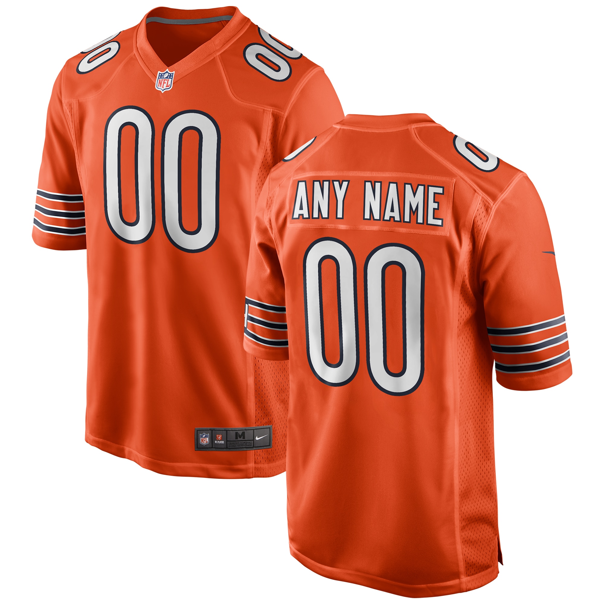 Chicago Bears Orange Alternate Custom Game NFL Jersey Men's