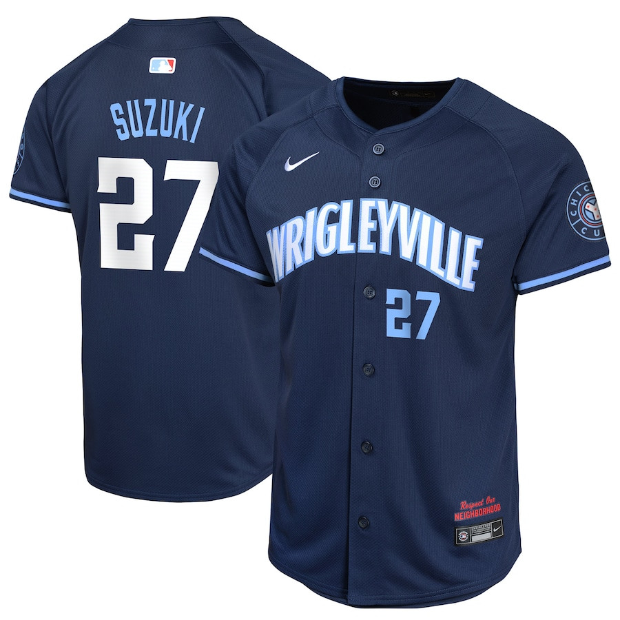 Seiya Suzuki 27 Chicago Cubs City Connect Limited Navy MLB Jersey Youth