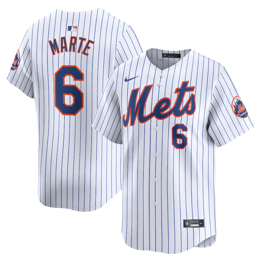 Starling Marte 6 New York Mets Home Limited Player White MLB Jersey Men's
