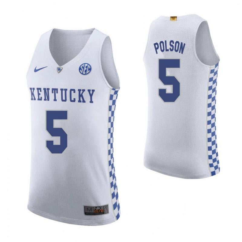 5 Jarrod Polson Roa White Elite Kentucky Wildcats NCAA Jersey Men's