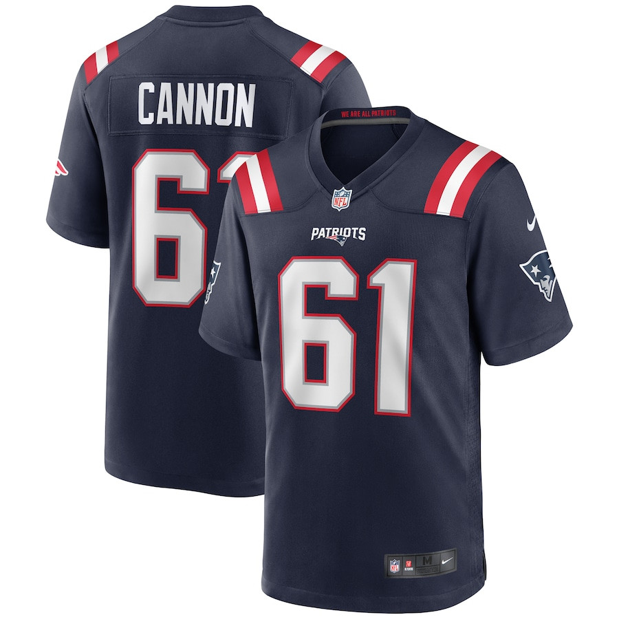 Marcus Cannon 61 New England Patriots Game Navy NFL Jersey Men's