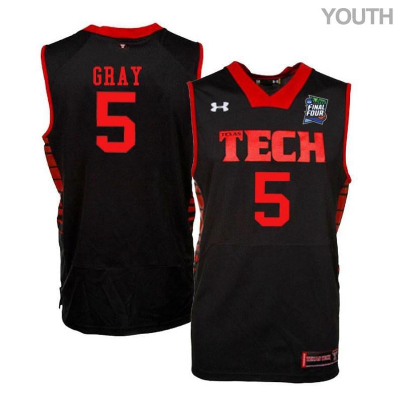 Under Armour 5 Justin Gray Black Texas Tech Red Raiders NCAA Jersey Youth
