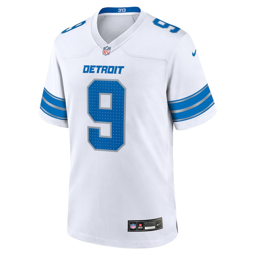 Jameson Williams 9 Detroit Lions White Game White NFL Jersey Men's