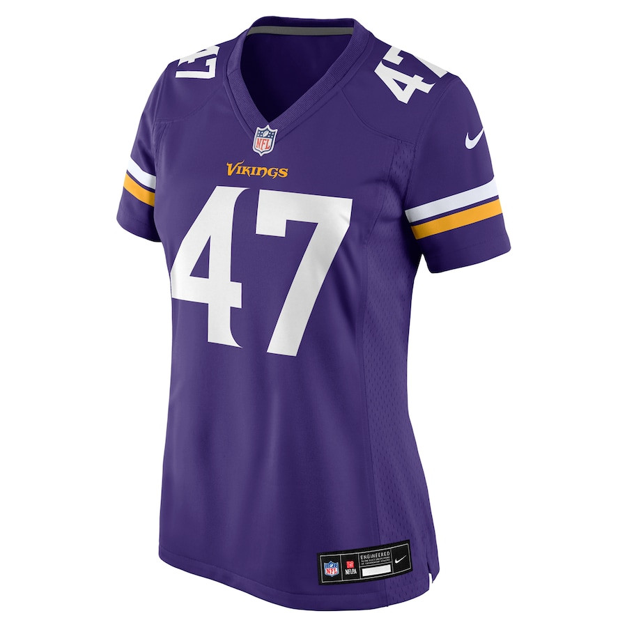 Jake McQuaide 47 Minnesota Vikings Game Purple NFL Jersey Women's