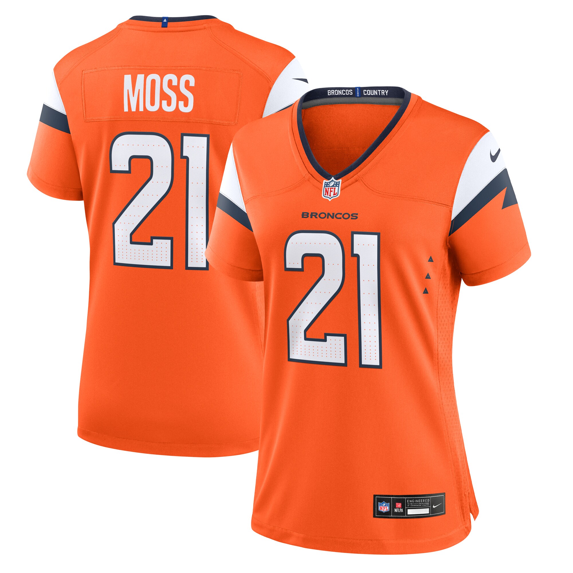 Denver Broncos Riley Moss Orange Team Game NFL Jersey Women's