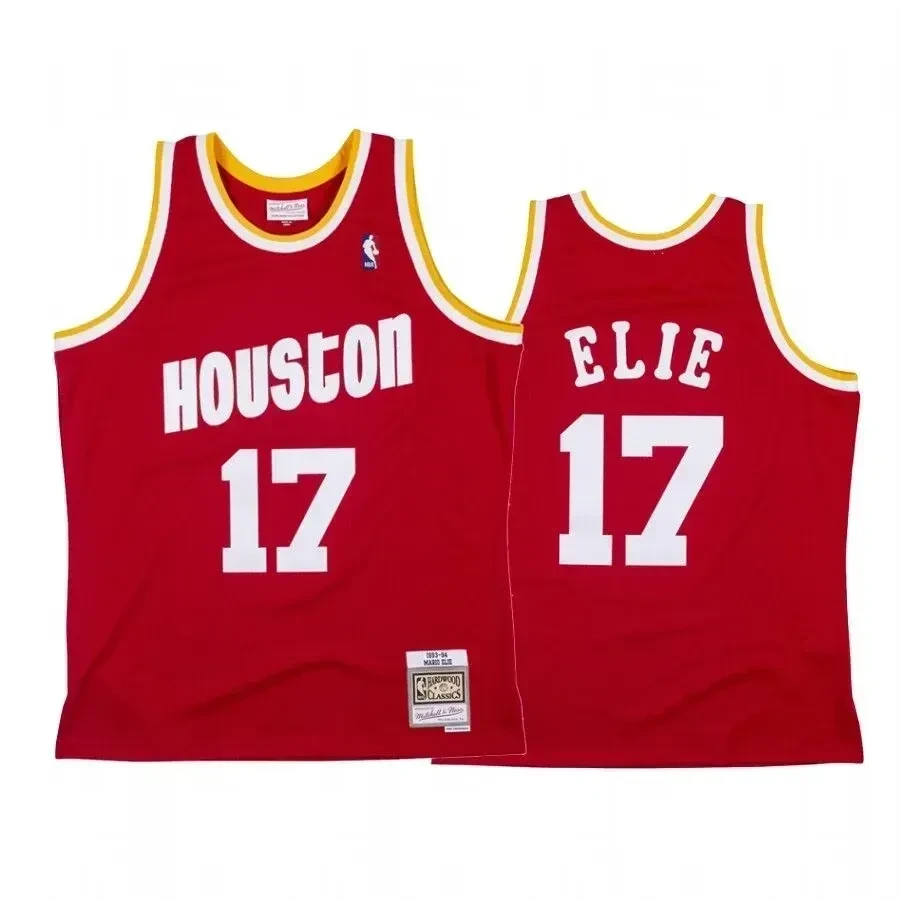 Mario Elie 17 Houston Rockets Red Hardwood Classics NBA Jersey Men's