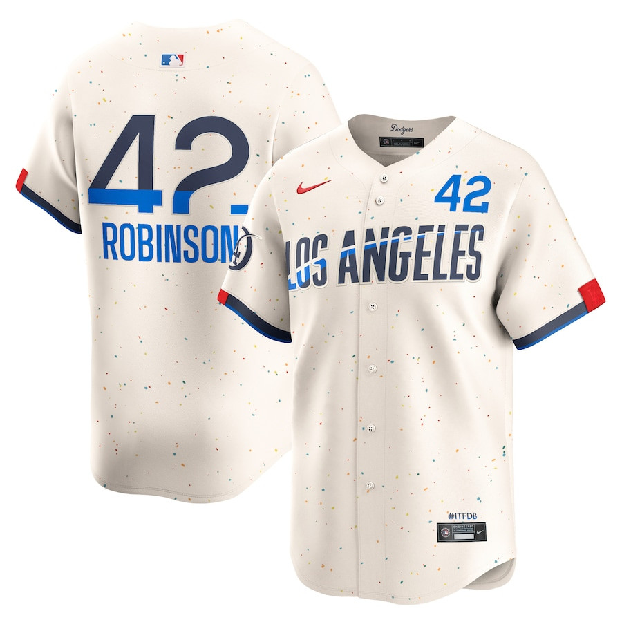 Jackie Robinson 42 Los Angeles Dodgers 2024 City Connect Limited Cream MLB Jersey Men's