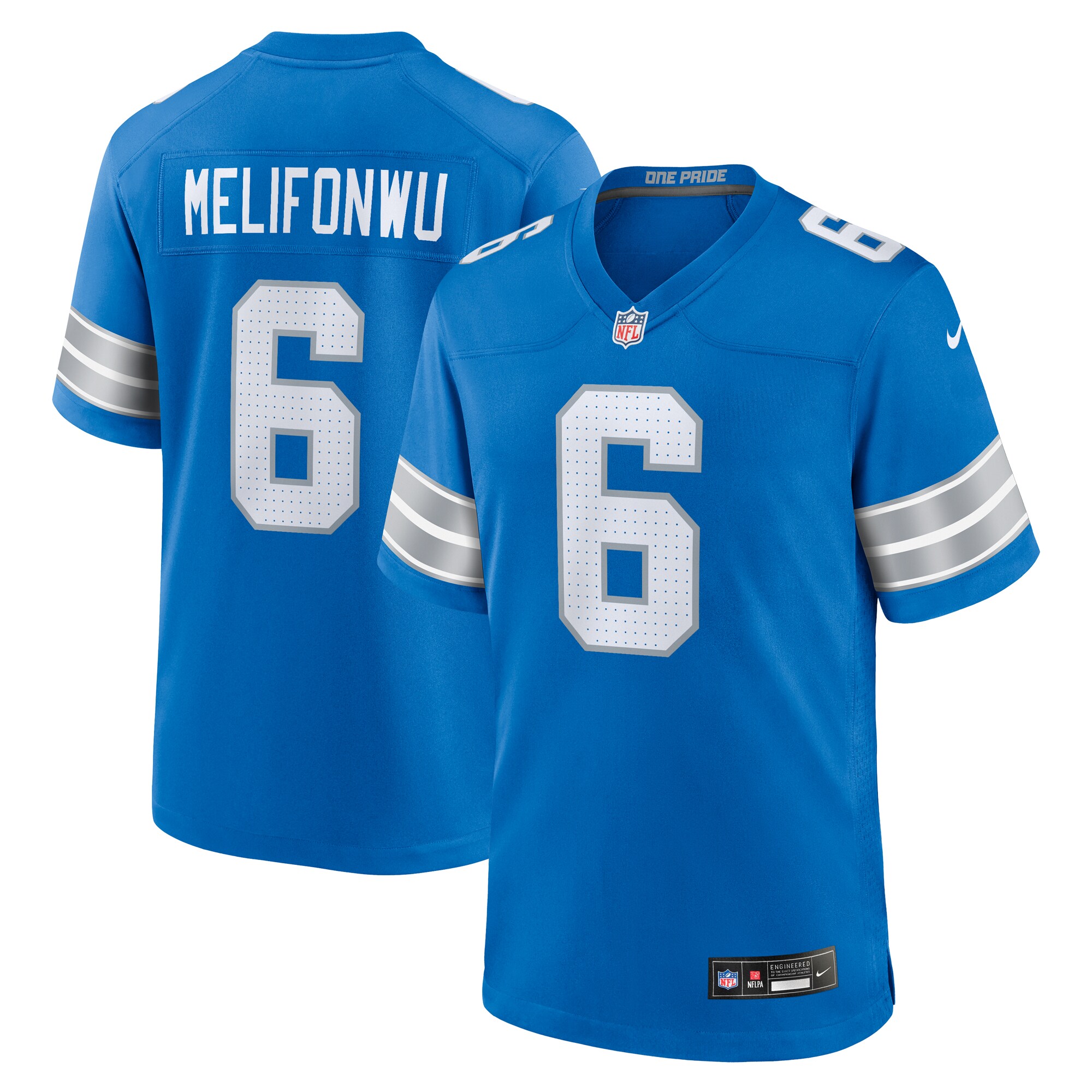 Detroit Lions Ifeatu Melifonwu Blue Team Game NFL Jersey Men's