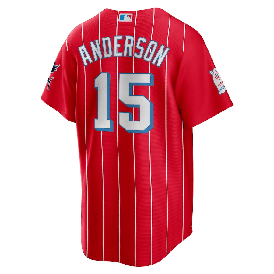 Brian Anderson 15 Miami Marlins City Connect Team Red MLB Jersey Men's