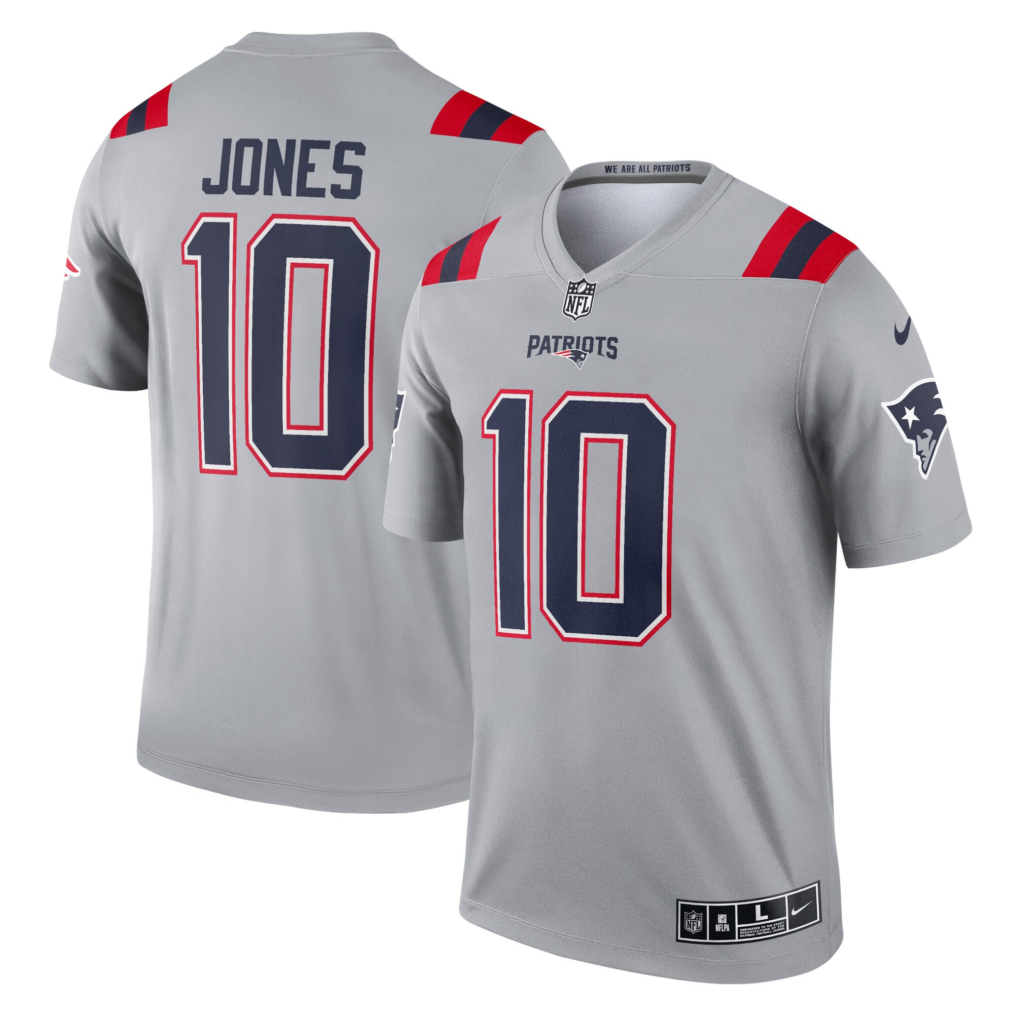 New England Patriots Mac Jones Gray Inverted Legend Player Performance Top NFL Jersey Men's