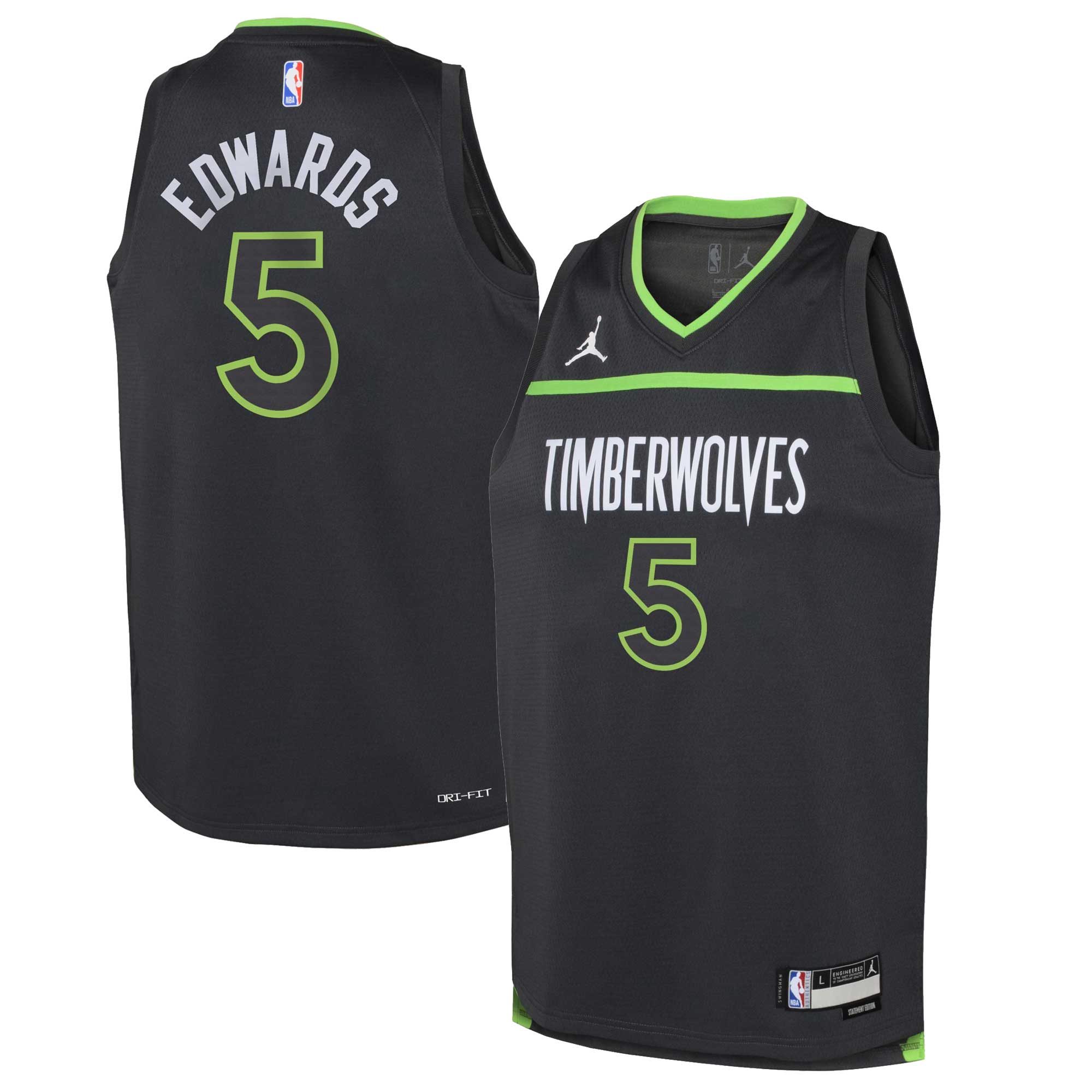 Jordan Brand Anthony Edwards Black Minnesota Timberwolves Swingman Statement Edition NBA Jersey Youth