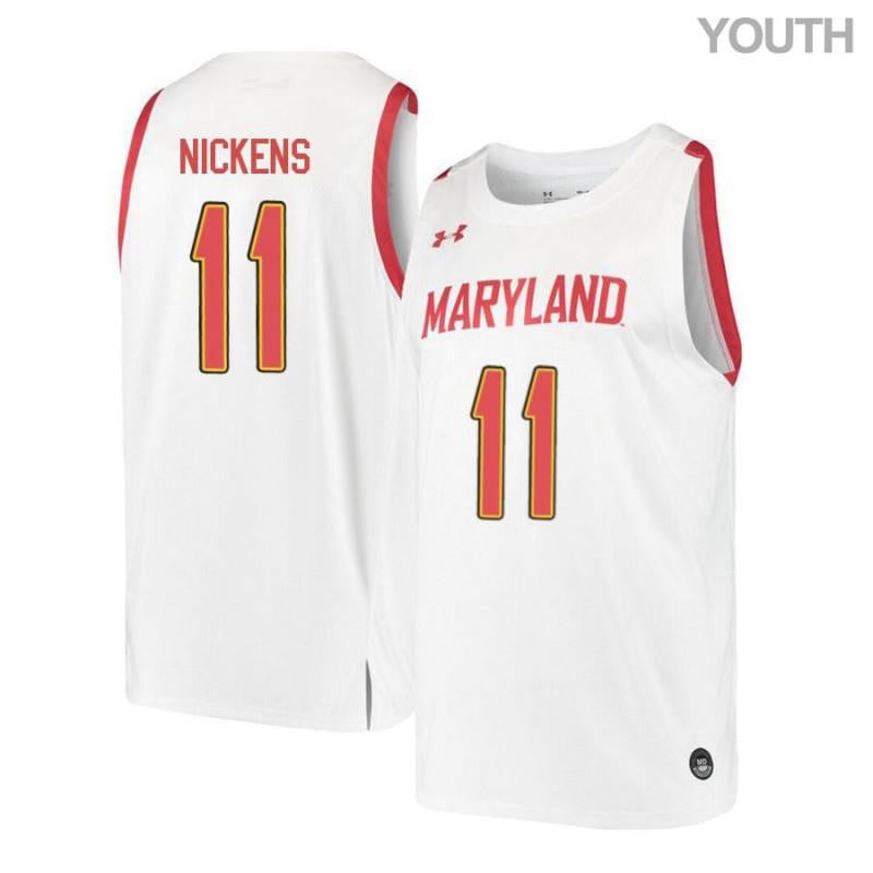 Under Armour 11 Jared Nicken White Retro Maryland Terrapins NCAA Jersey Youth