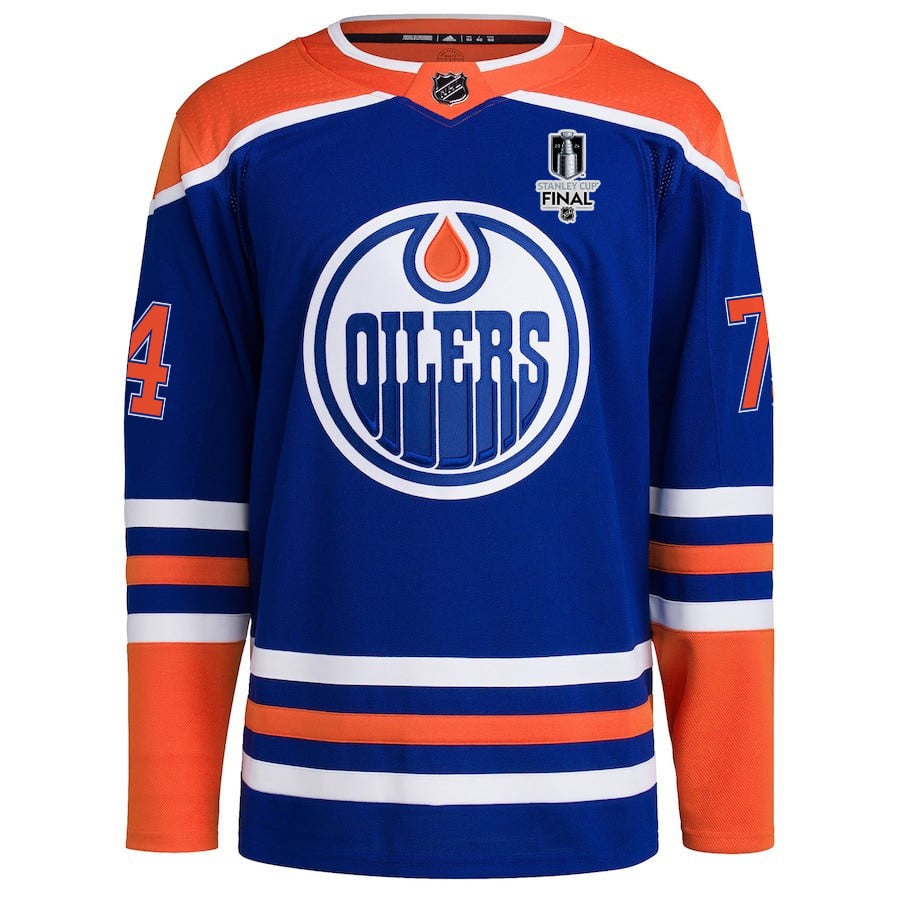 Stuart Skinner 74 Edmonton Oilers 2024 STANLEY CUP Final Home Primegreen Royal NHL Jersey Men's