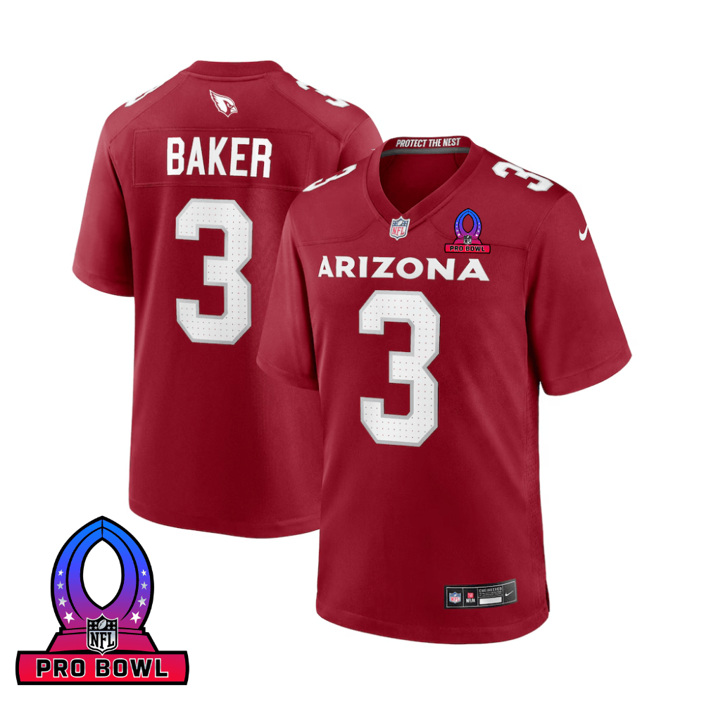 Budda Baker 3 Arizona Cardinals 2025 Pro Bowl Patch Game Cardinal NFL Jersey Men's