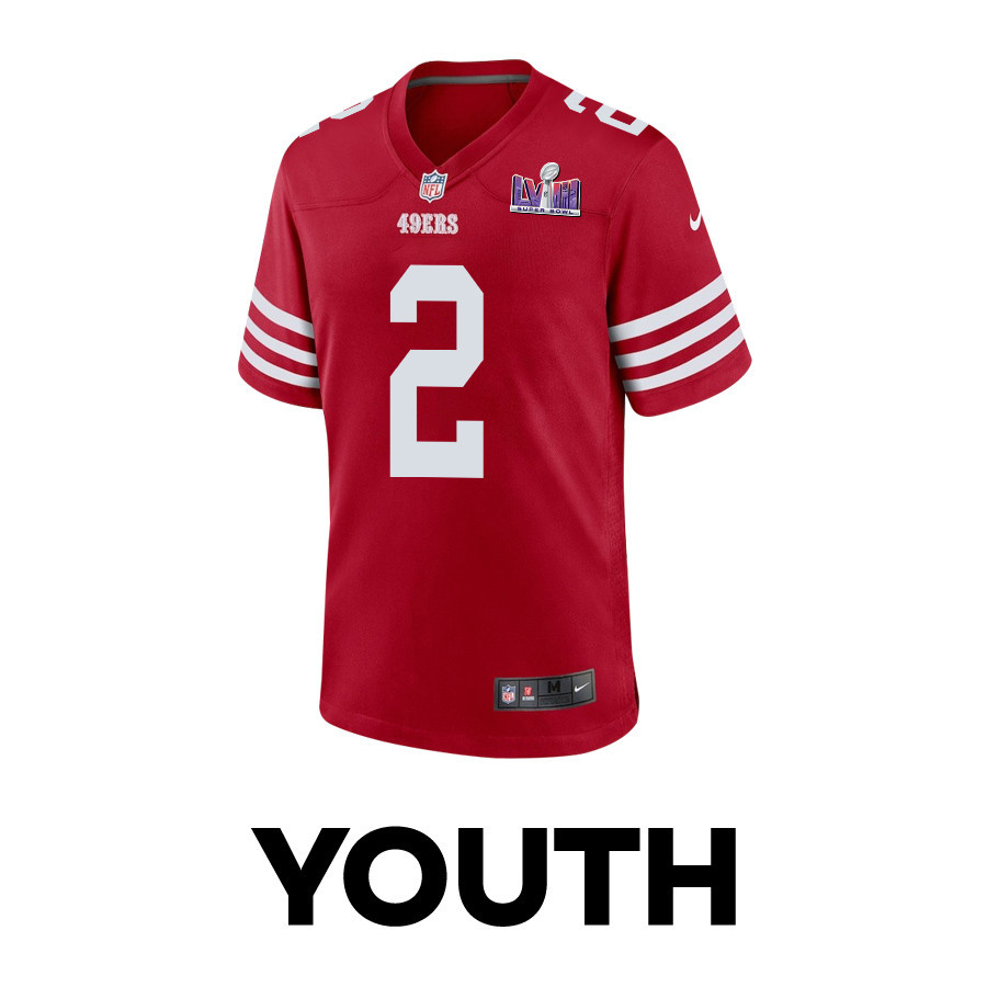 Deommodore Lenoir 2 San Francisco 49ers Super Bowl LVIII Patch Game Scarlet NFL Jersey Youth