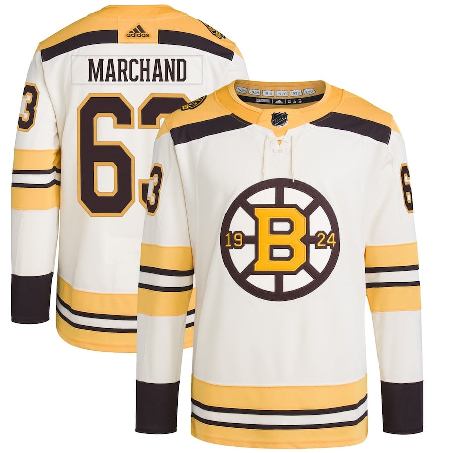 Brad Marchand 63 Boston Bruins Primegreen Cream NHL Jersey Men's