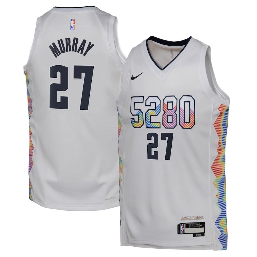 Jamal Murray 27 Denver Nuggets 2024/25 Swingman Playe City Editio White NBA Jersey Youth