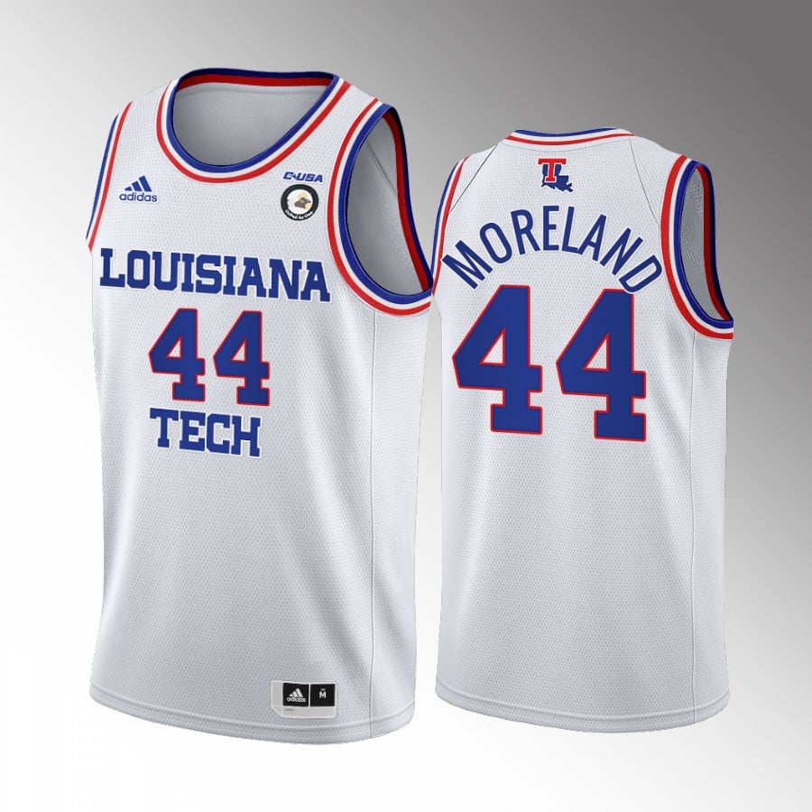 Louisiana Tech Bulldogs Jackie Moreland 44 College White Retired Number Uniform NCAA Jersey Men's