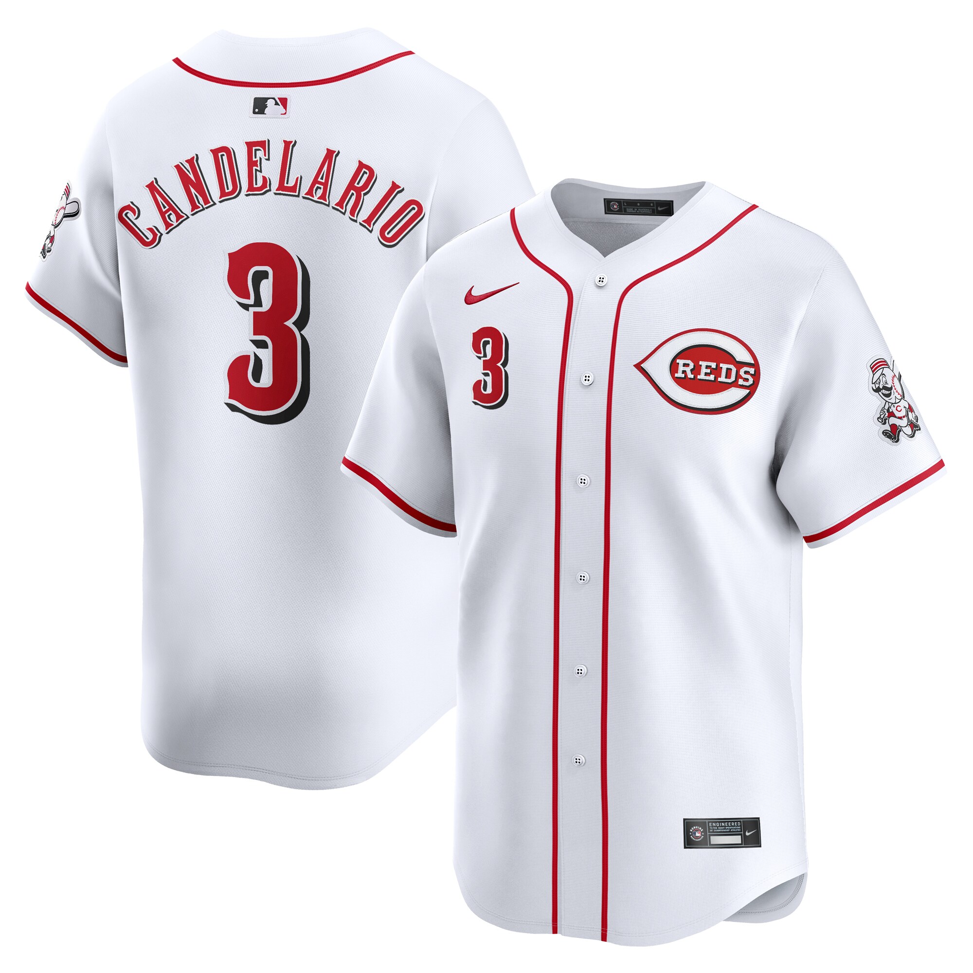 Cincinnati Reds Jeimer Candelario White Home Limited Player MLB Jersey Men's
