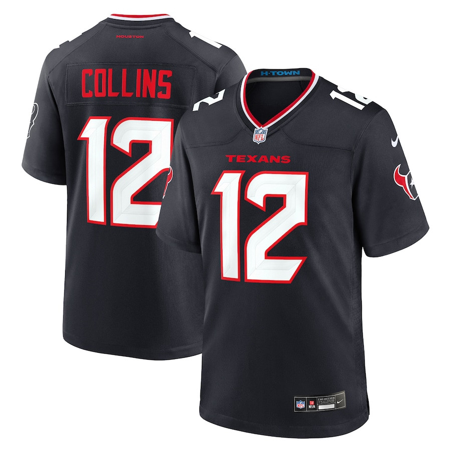 Nico Collins 12 Houston Texans Game Navy NFL Jersey Men's