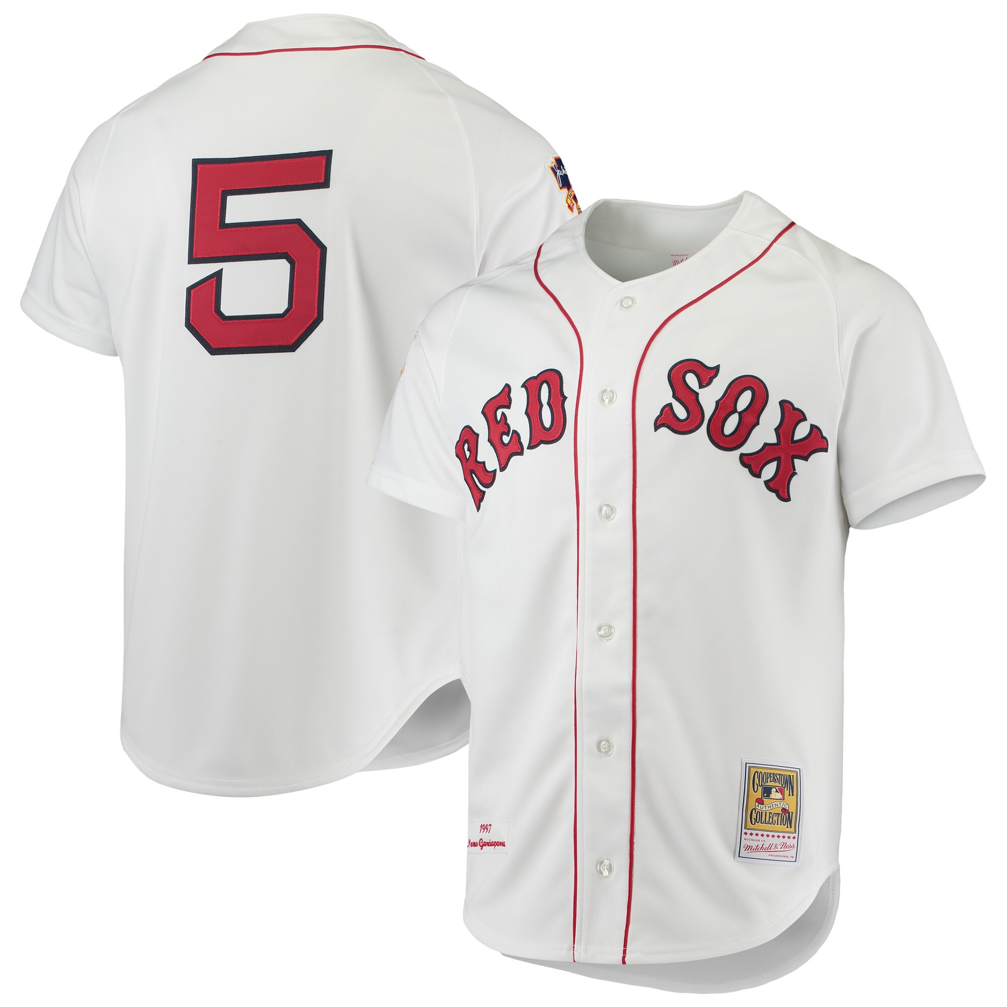 Boston Red Sox Nomar Garciaparra Mitchell Ness White 1997 Cooperstown Collection MLB Jersey Men's