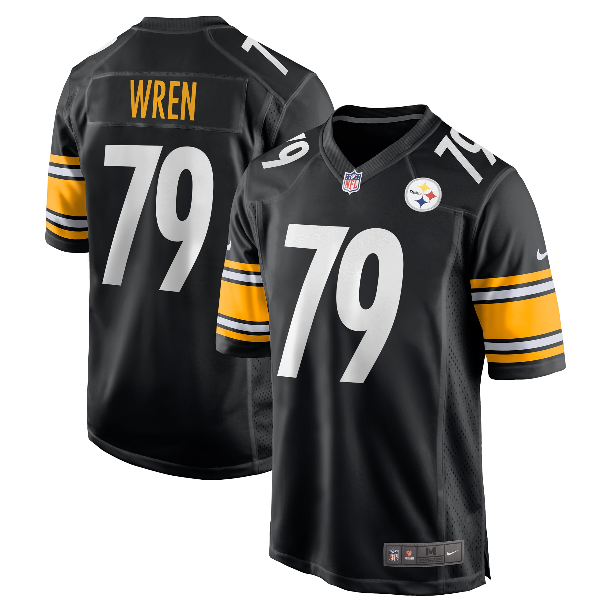Pittsburgh Steelers Renell Wren Black Game NFL Jersey Men's