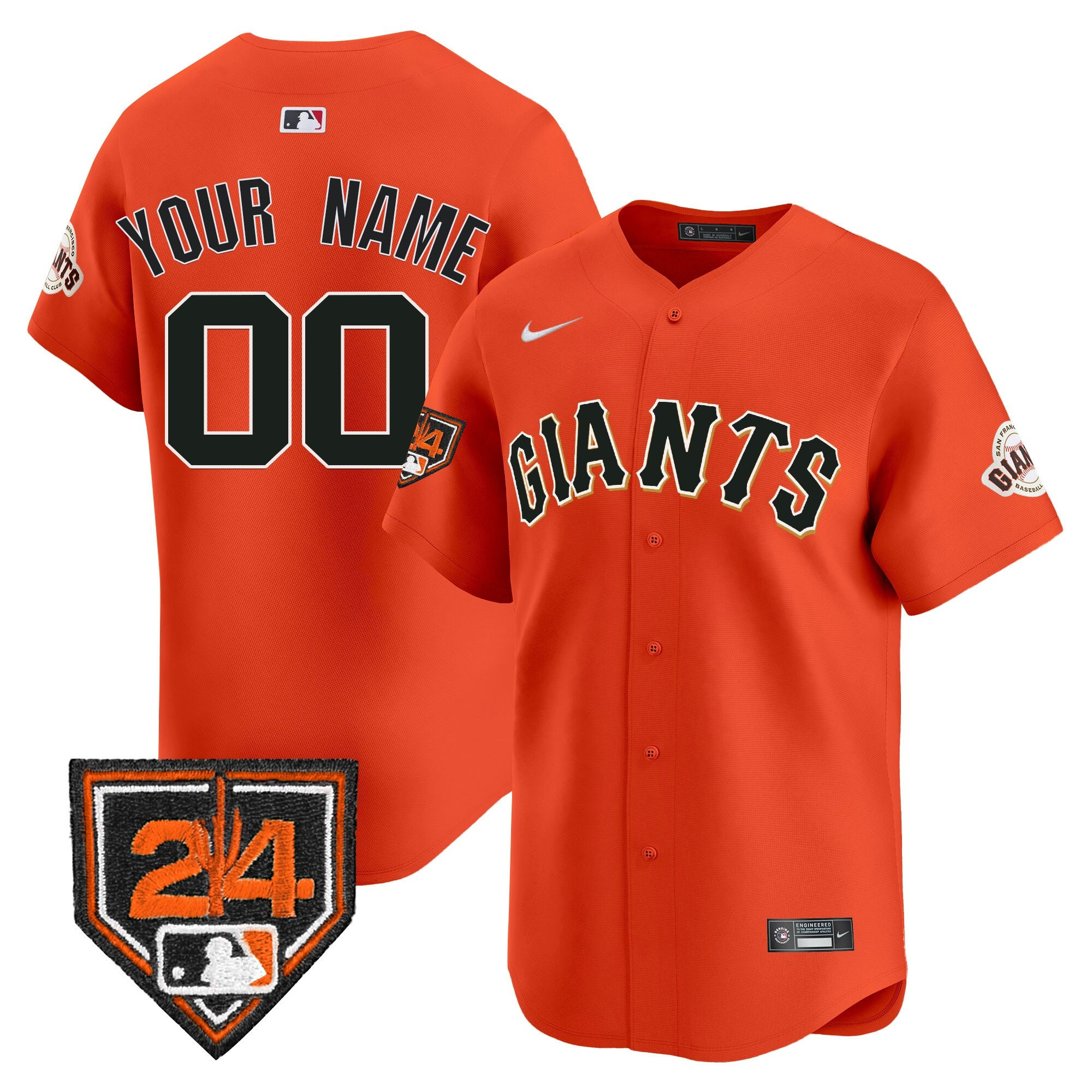 San Francisco Giants 2024 Spring Training Patch Custom Orange MLB Jersey Men's