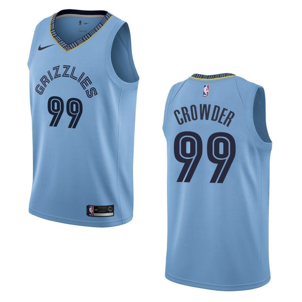 Memphis Grizzlies 99 Jae Crowder Statement Swingman Blue NBA Jersey Men's