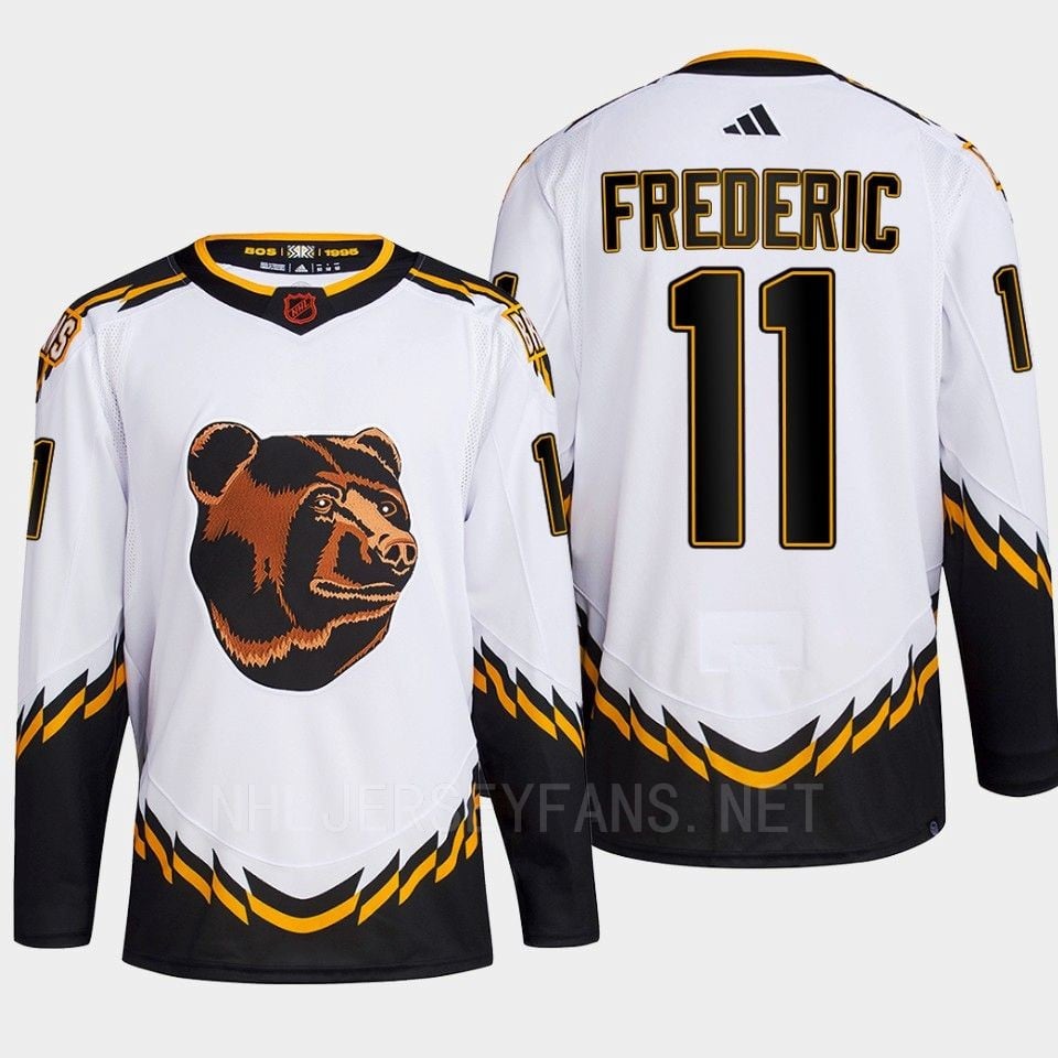 Boston Bruins 2022 Reverse Retro 2.0 Trent Frederic 11 White Primegreen NHL Jersey Men's