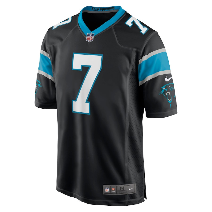 Steve Beuerlein 7 Carolina Panthers Retired Black NFL Jersey Men's