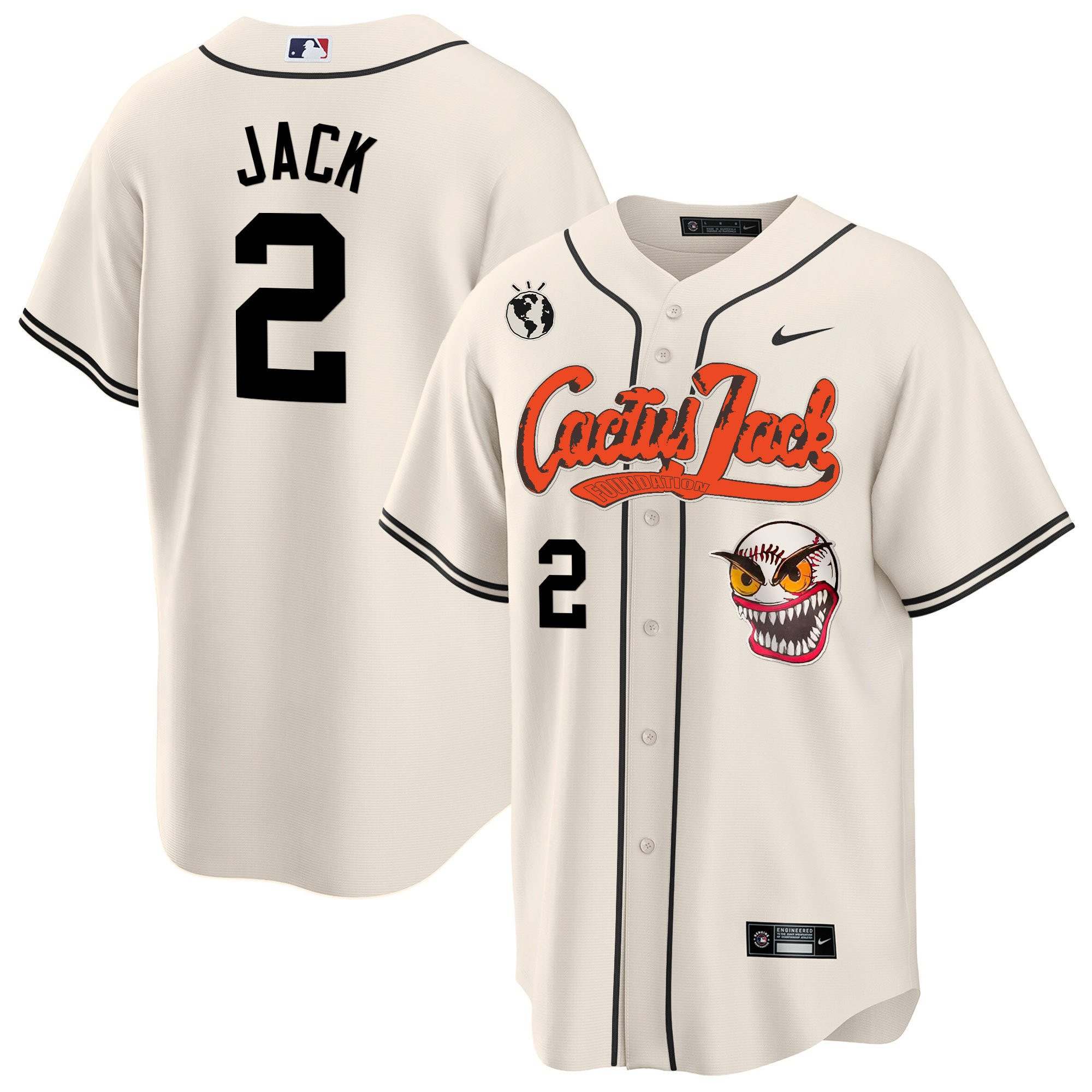 Jack 2 Houston Astros Cactus Jack Cream Men MLB Jersey Men's