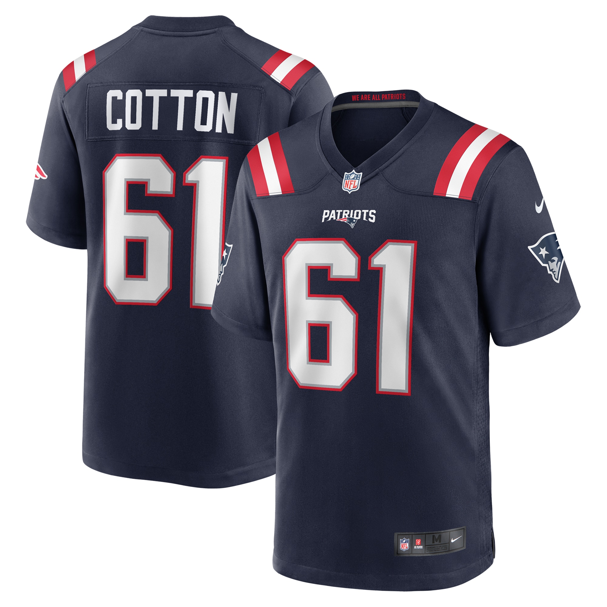 New England Patriots Lester Cotton Sr. Navy Team Game NFL Jersey Men's